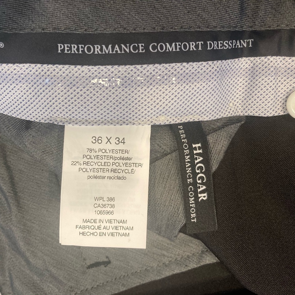 Haggar Mens Black 36x34 Performance Comfort Stretch Dress Pants NWT, $70 MSRP - Picture 3 of 6